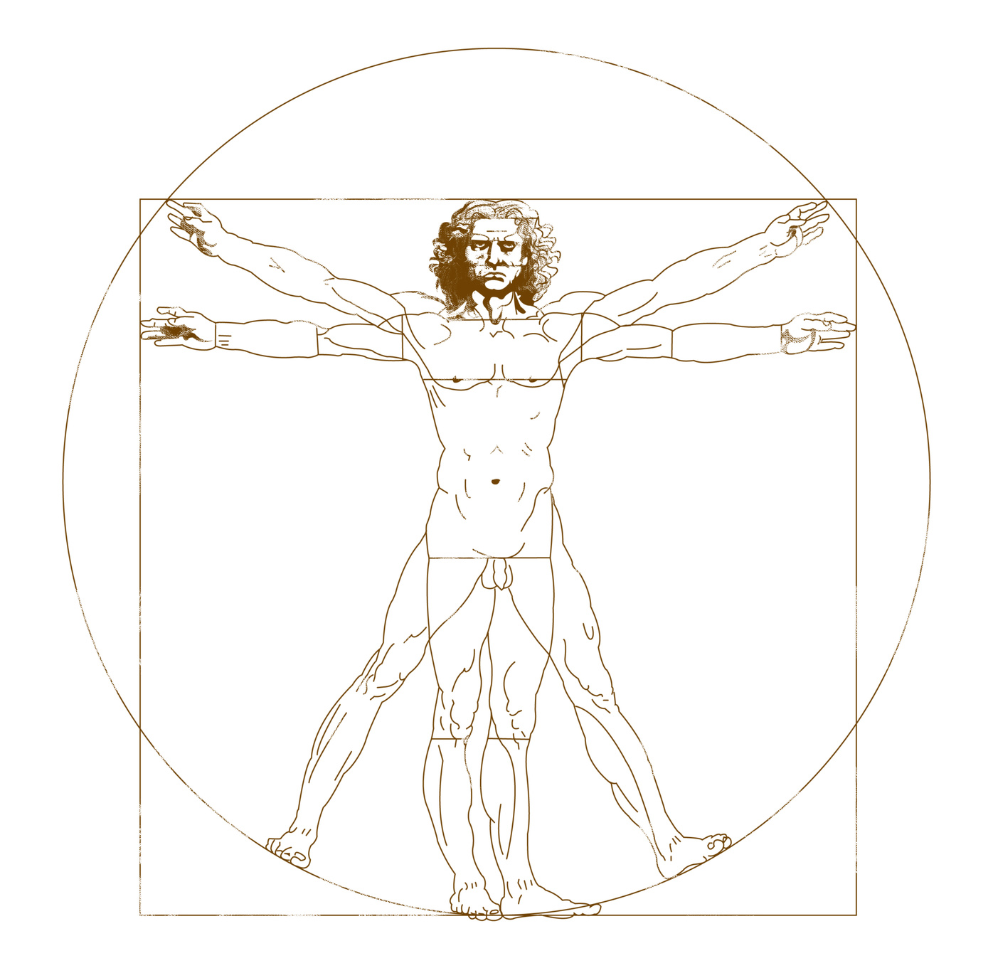 vitruvian man-white background Skoliose mit Beckenschiefstand